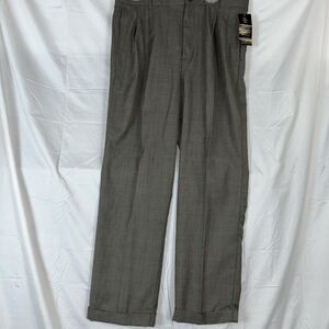 BILL ROBINSON Men's Dress Pants W37 L30 1/2 Gray Pleated Cuffed Taupe